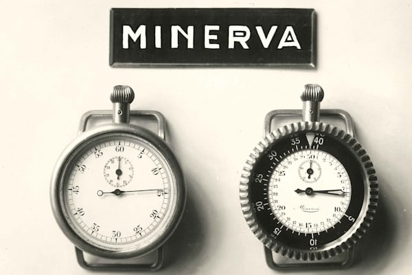 A vintage Minerva chronograph that inspired the new Montblanc 1858 Minerva Red Arrow Monopusher Chronograph.