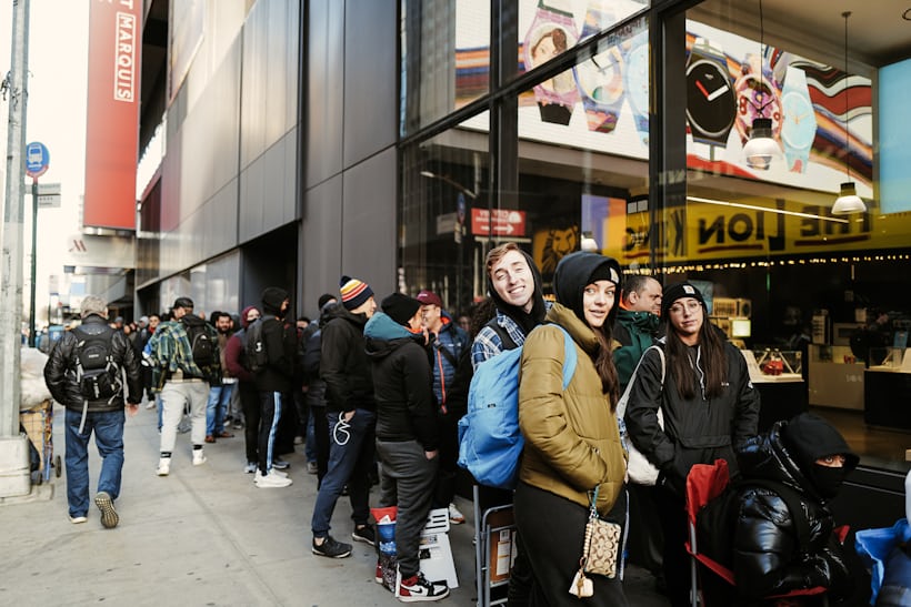 MoonSwatch Launch NYC lines outside Time Square