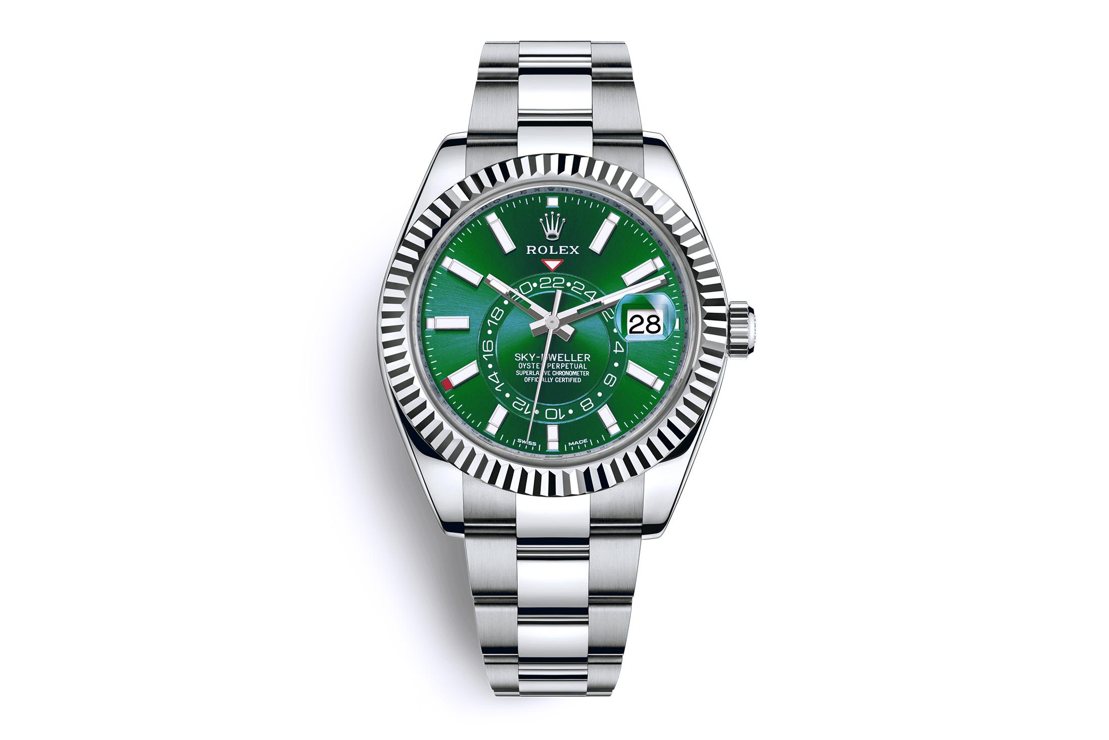 a mock up of a green dial sky-dweller