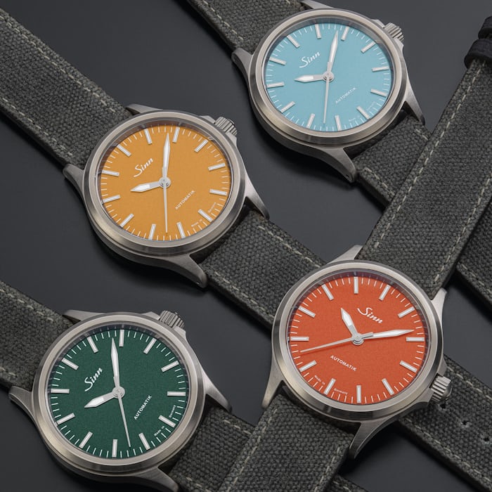 The four new dial color options for the Sinn 556.