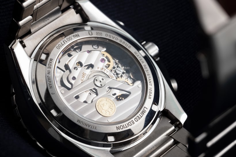 The movement inside the new Grand Seiko Spring Drive Chronograph GMT.
