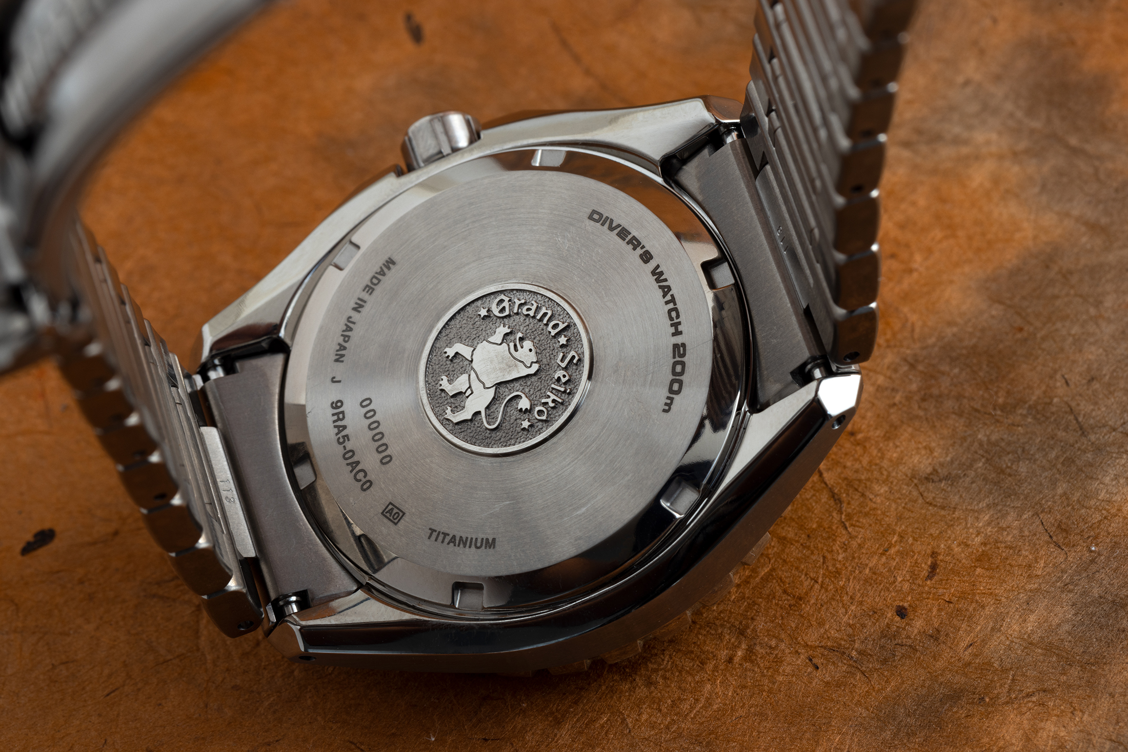 The caseback of the new Grand Seiko Spring Drive Diver SLGA015.