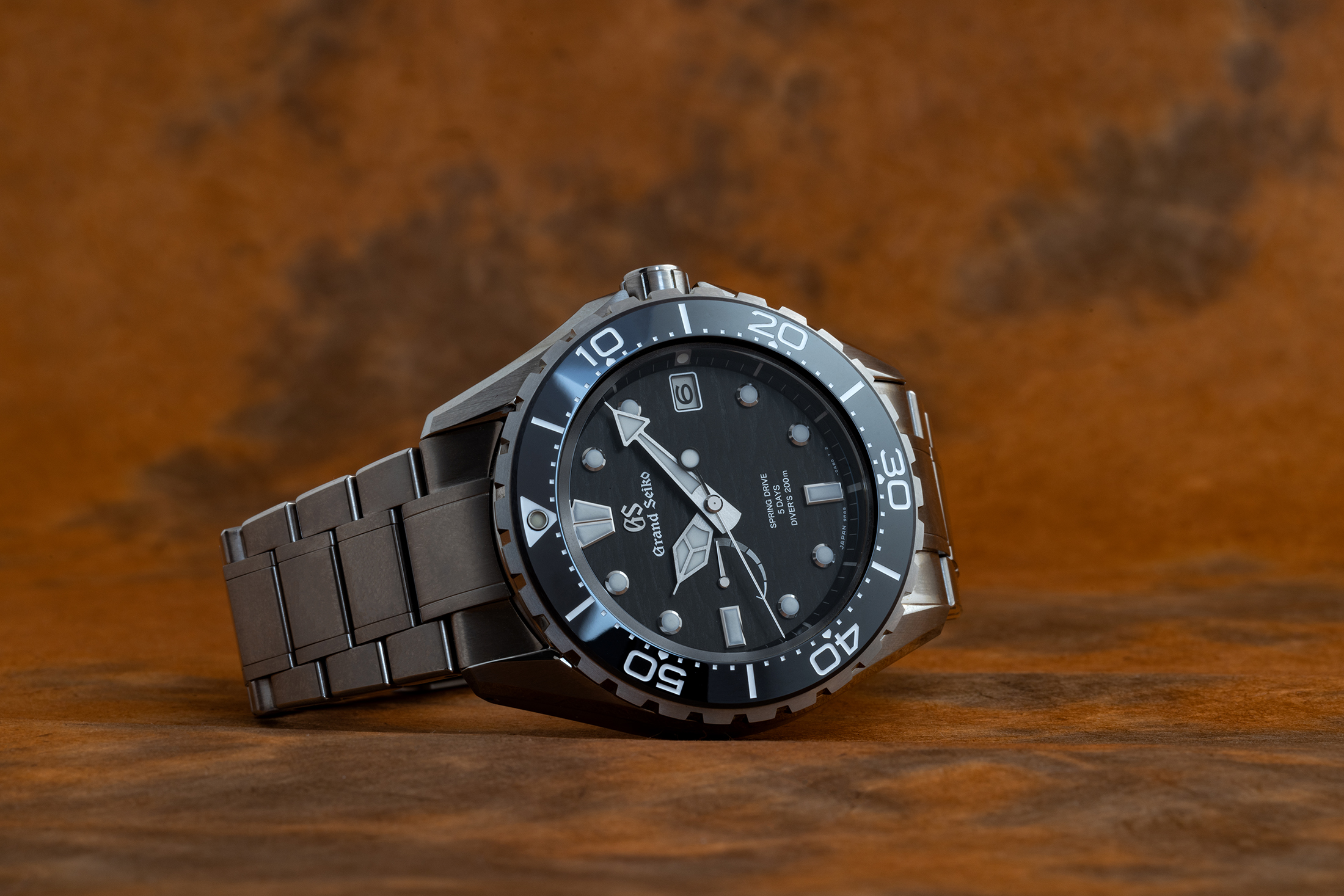 A lifestyle image of the new Grand Seiko Spring Drive Diver SLGA015.