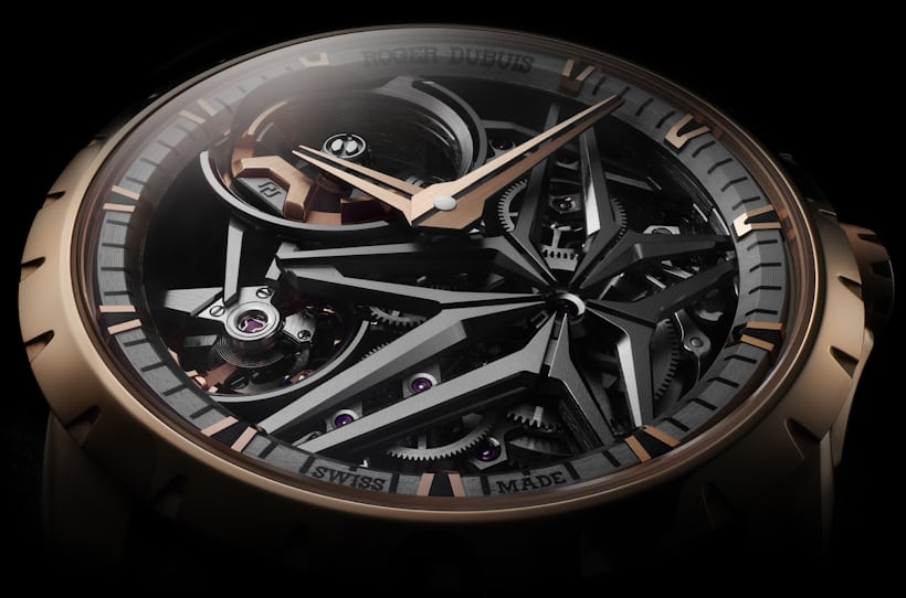 A rendering of the dial on the new Roger Dubuis Excalibur Monobalancier. 