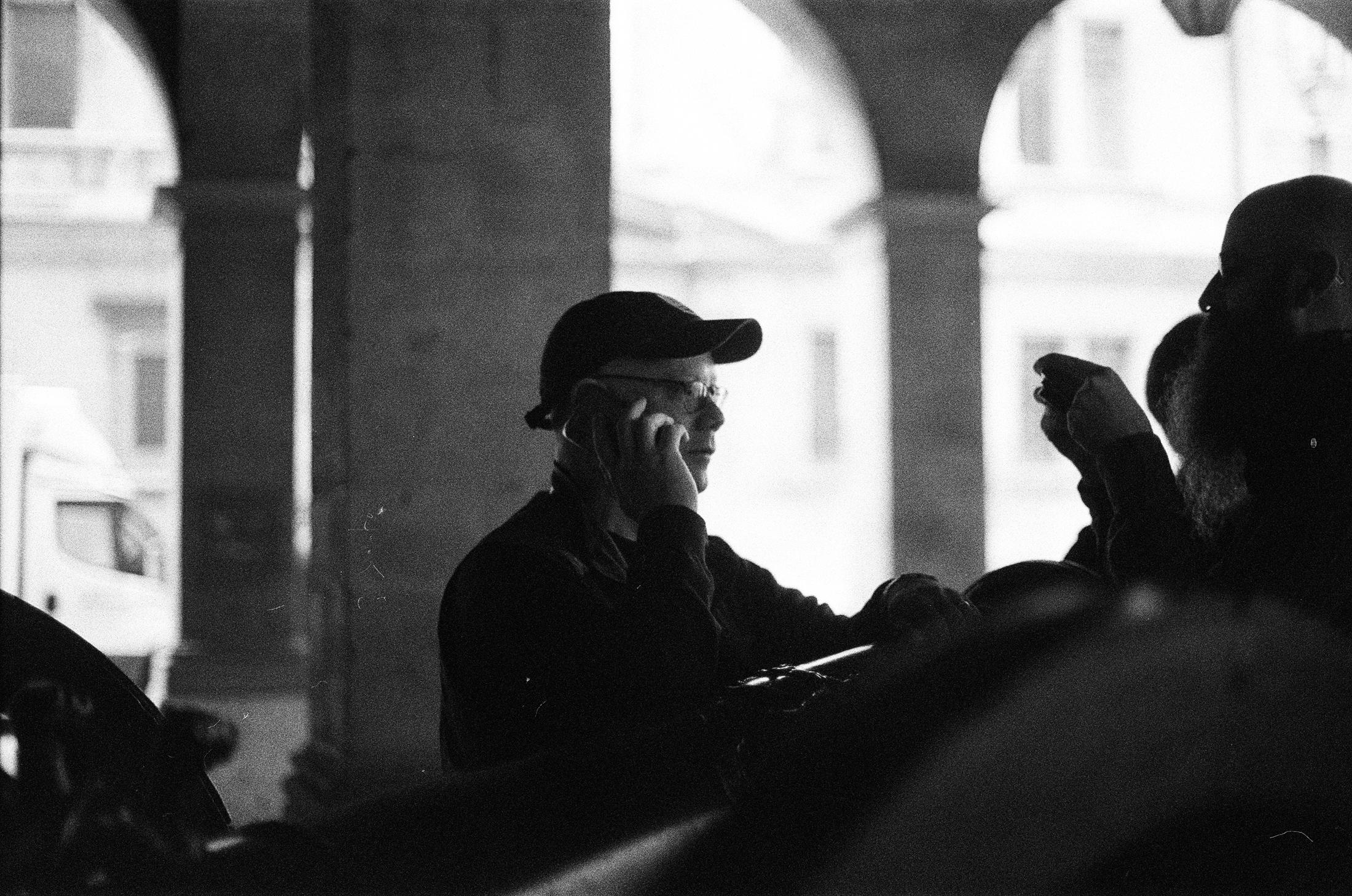 Jack photographed taking a phone call in the Old Arsenal. 