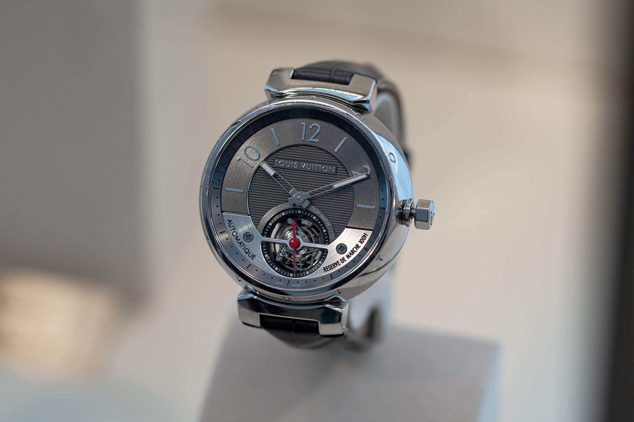 A Louis Vuitton wristwatch. 