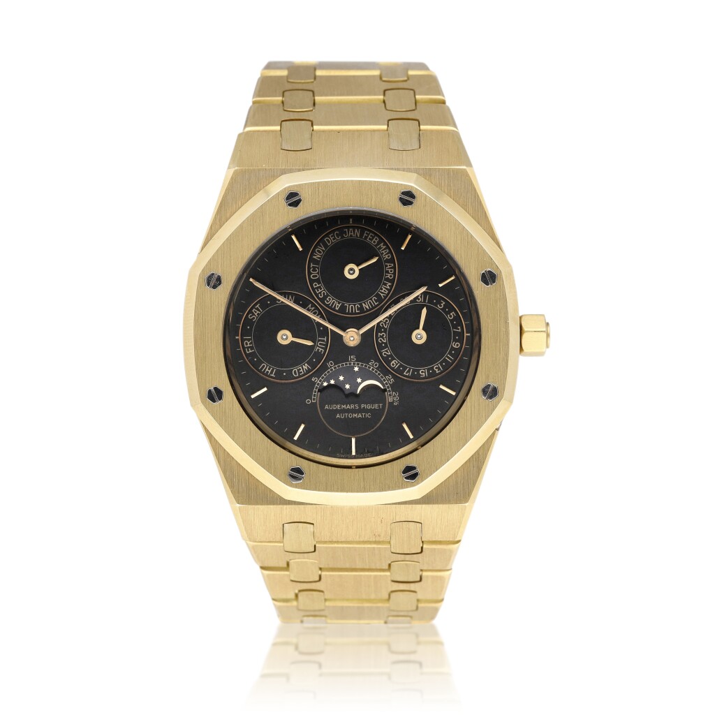 Royal Oak Perpetual Calendar, Ref. 25554BA Yellow gold perpetual calendar wristwatch with moon phases and bracelet Circa 1986