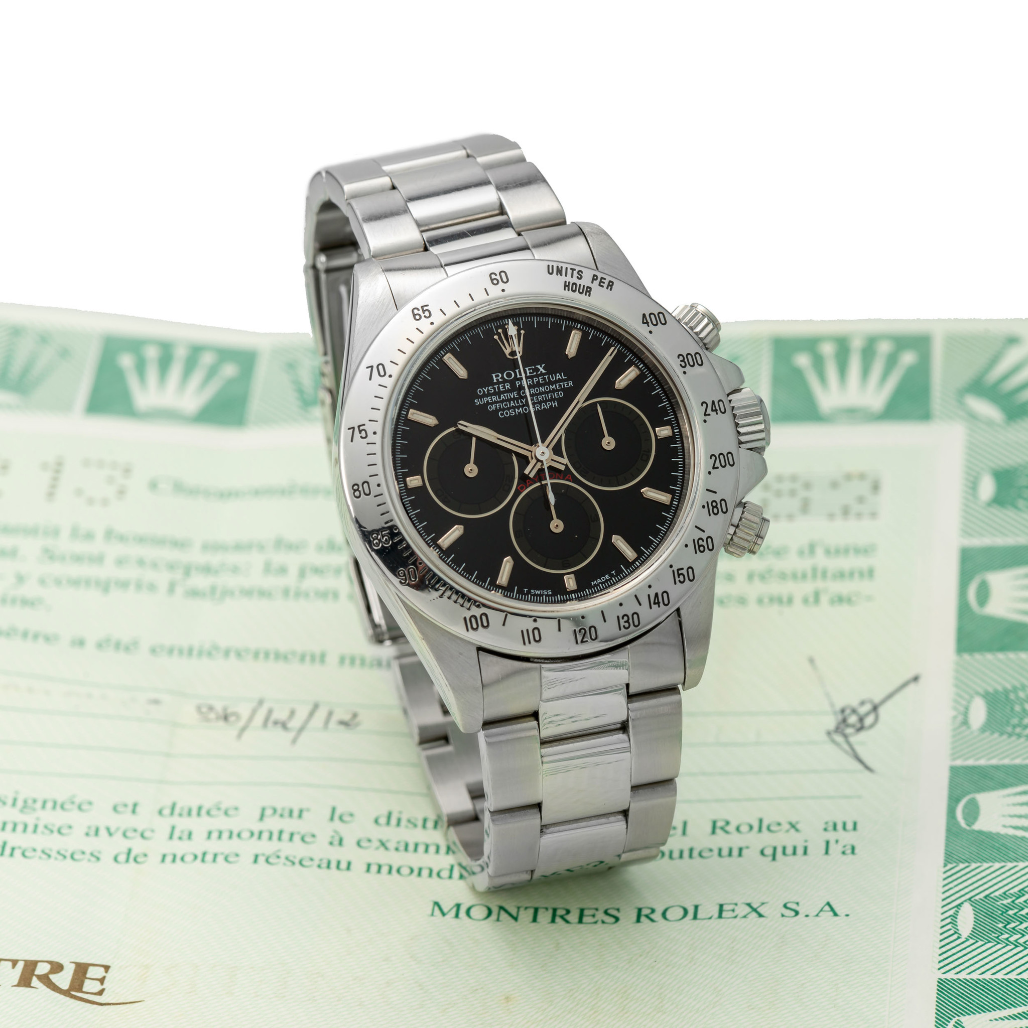 ROLEX, REF. 16520, DAYTONA, COLOR CHANGE DIAL SO CALLED "DARTH VADER", ORIGINAL WARRANTY, STEEL