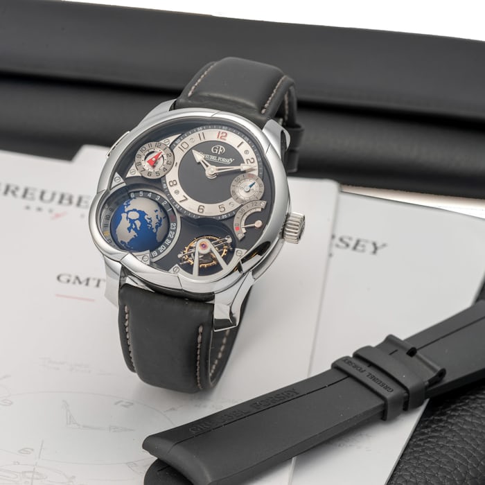 GREUBEL FORSEY, GMT, INCLINED TOURBILLON, GMT, SECOND TIME ZONE, POWER RESERVE, PLATINUM