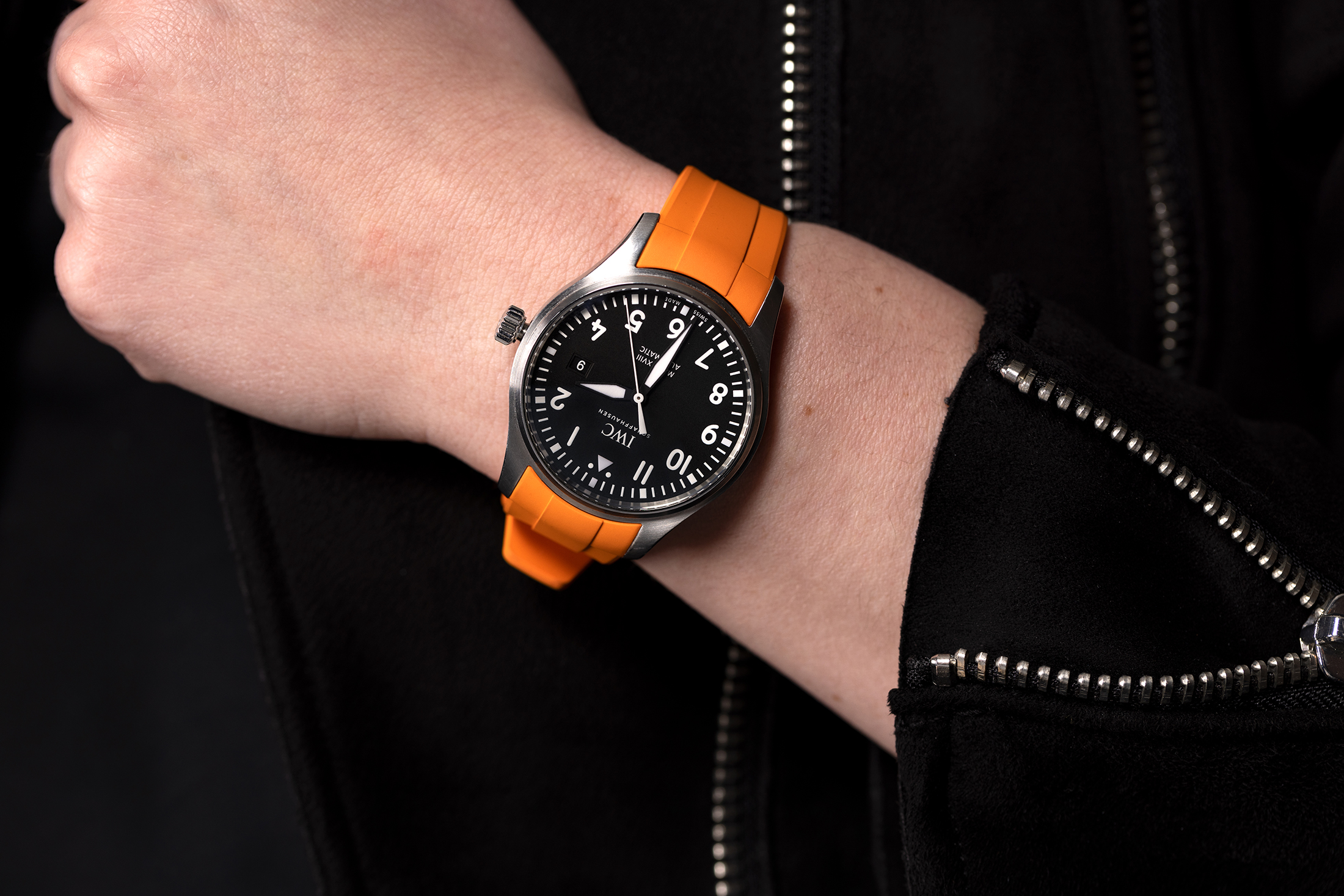 Wrist shot of the IWC.