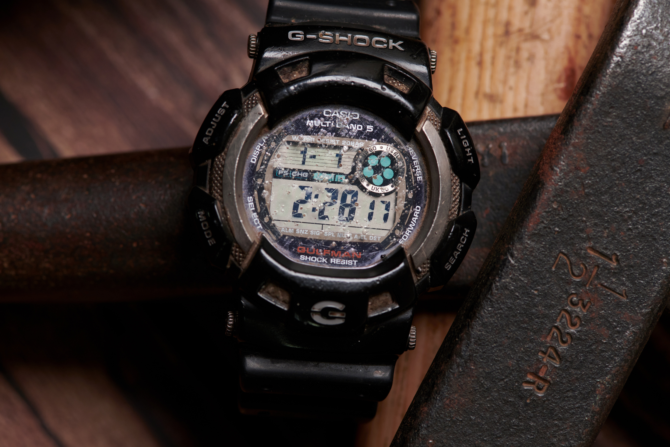 A weathered G-Shock Gulfman 