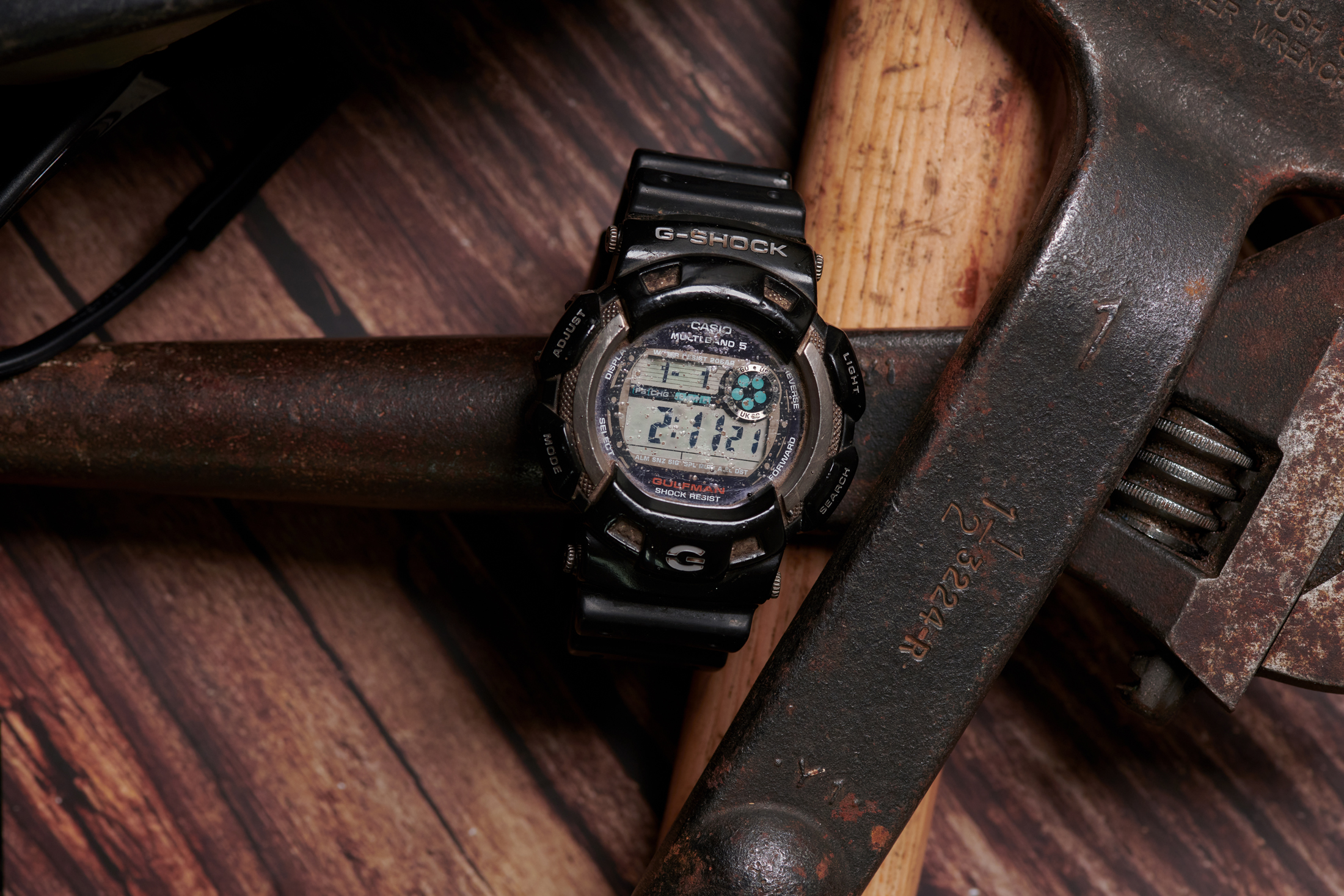 A weathered G-Shock Gulfman 