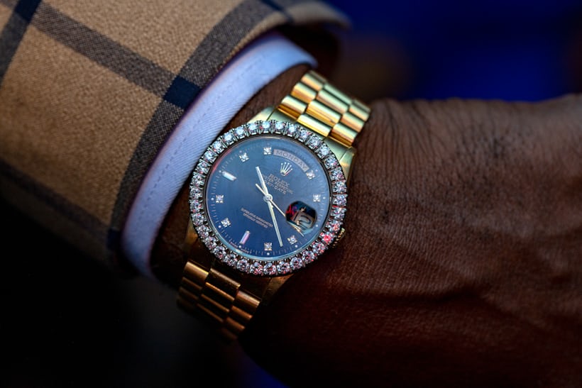 A custom bezel Rolex watch 
