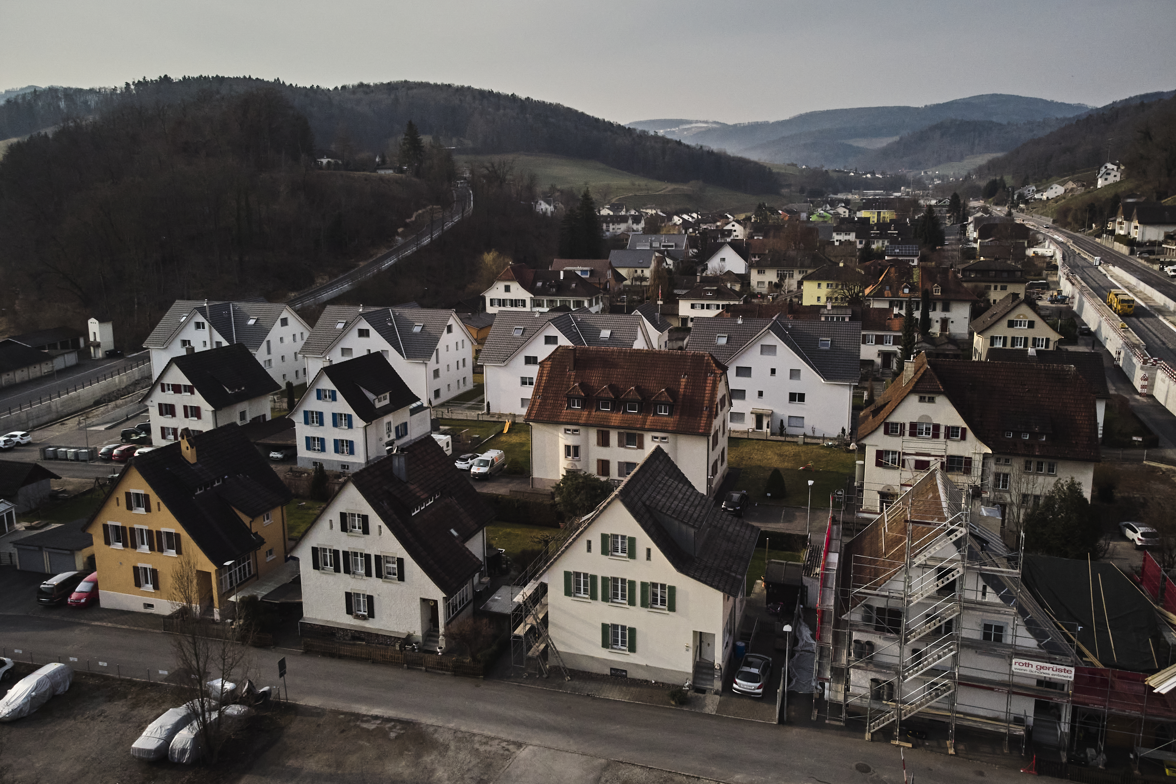A row of homes in Switzerland