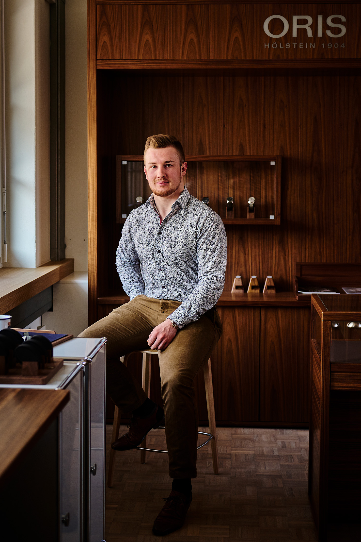 A man in a watch shop 