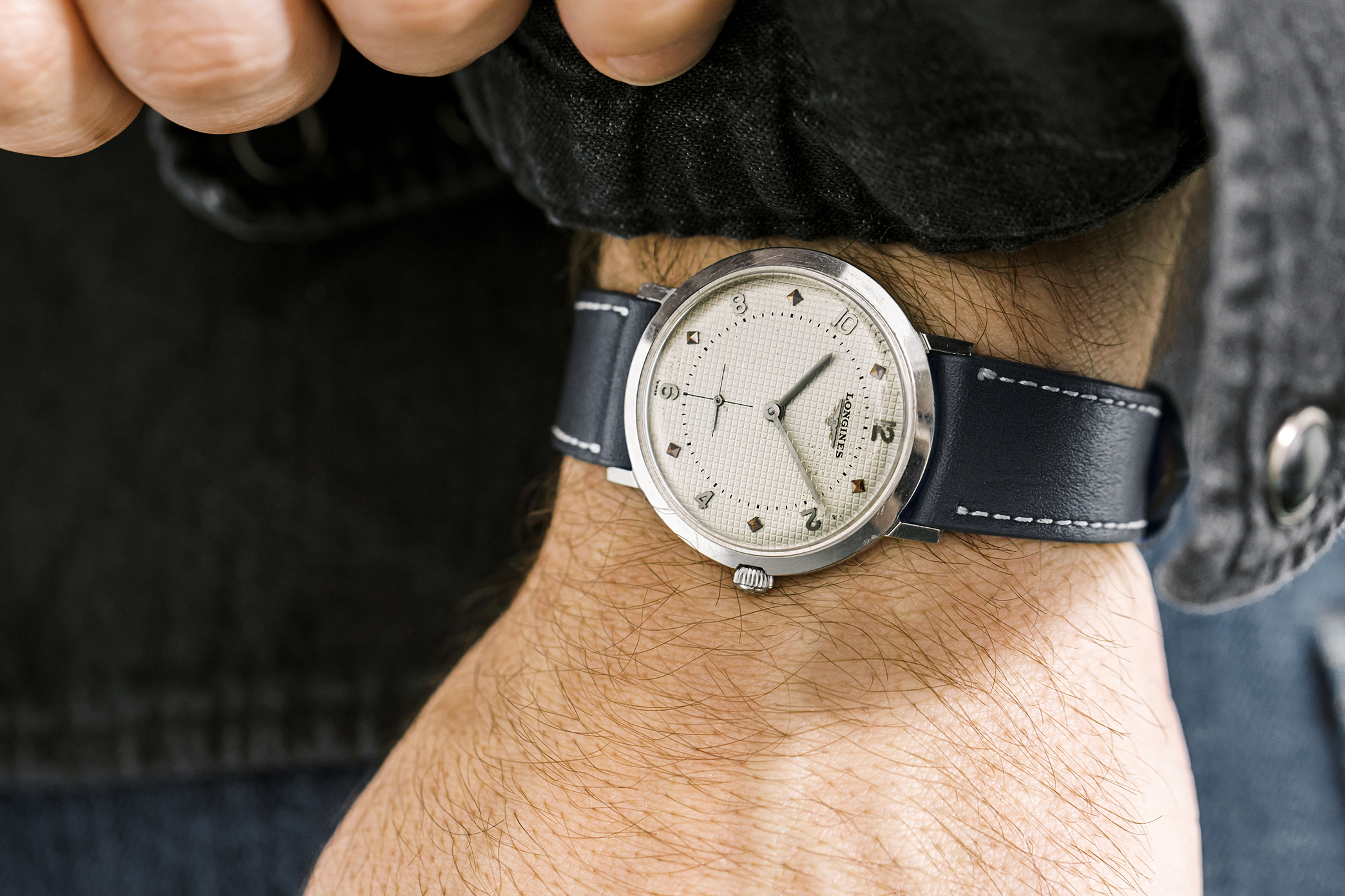 a vintage Longines in stainless steel