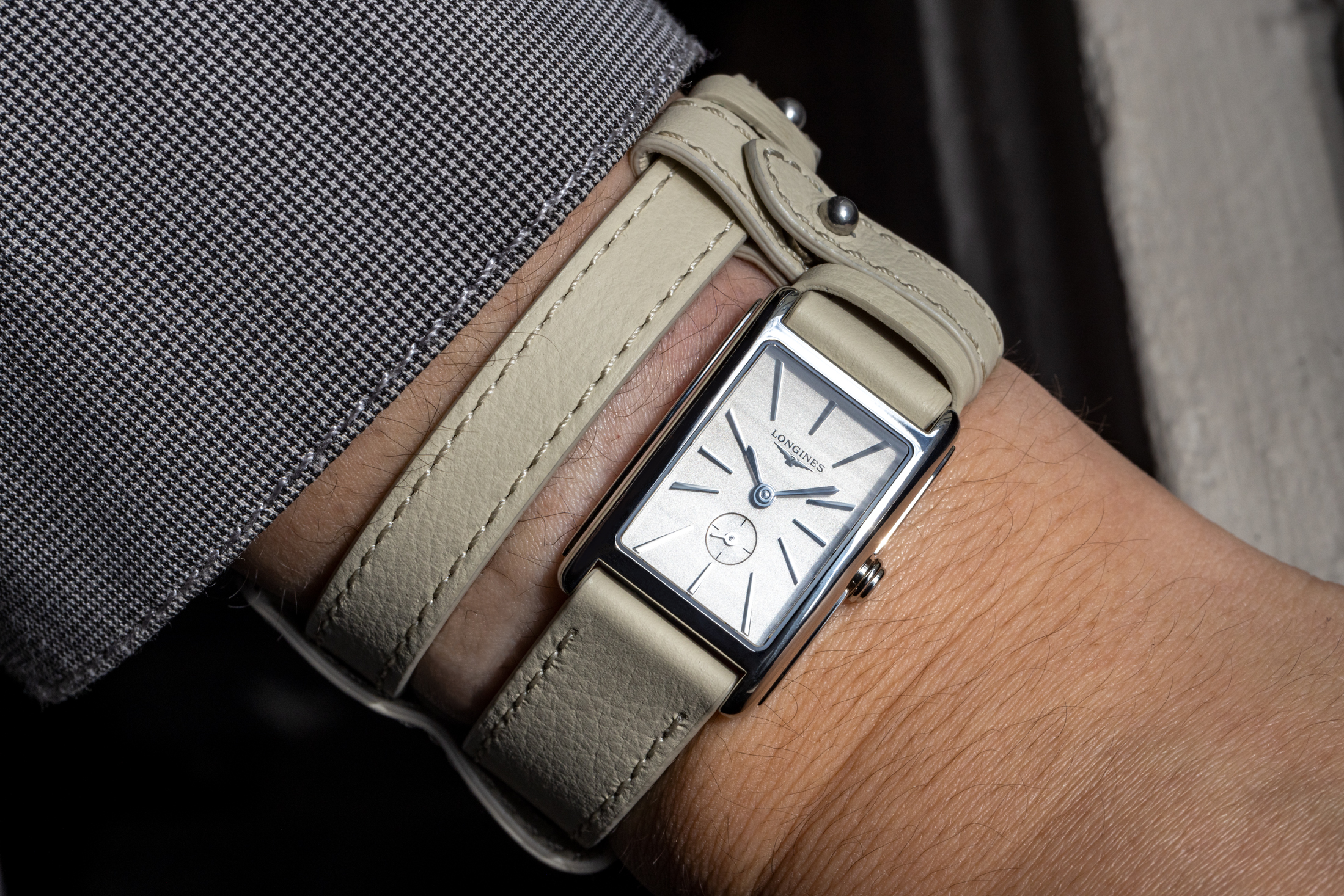 Longines watch on wrist 