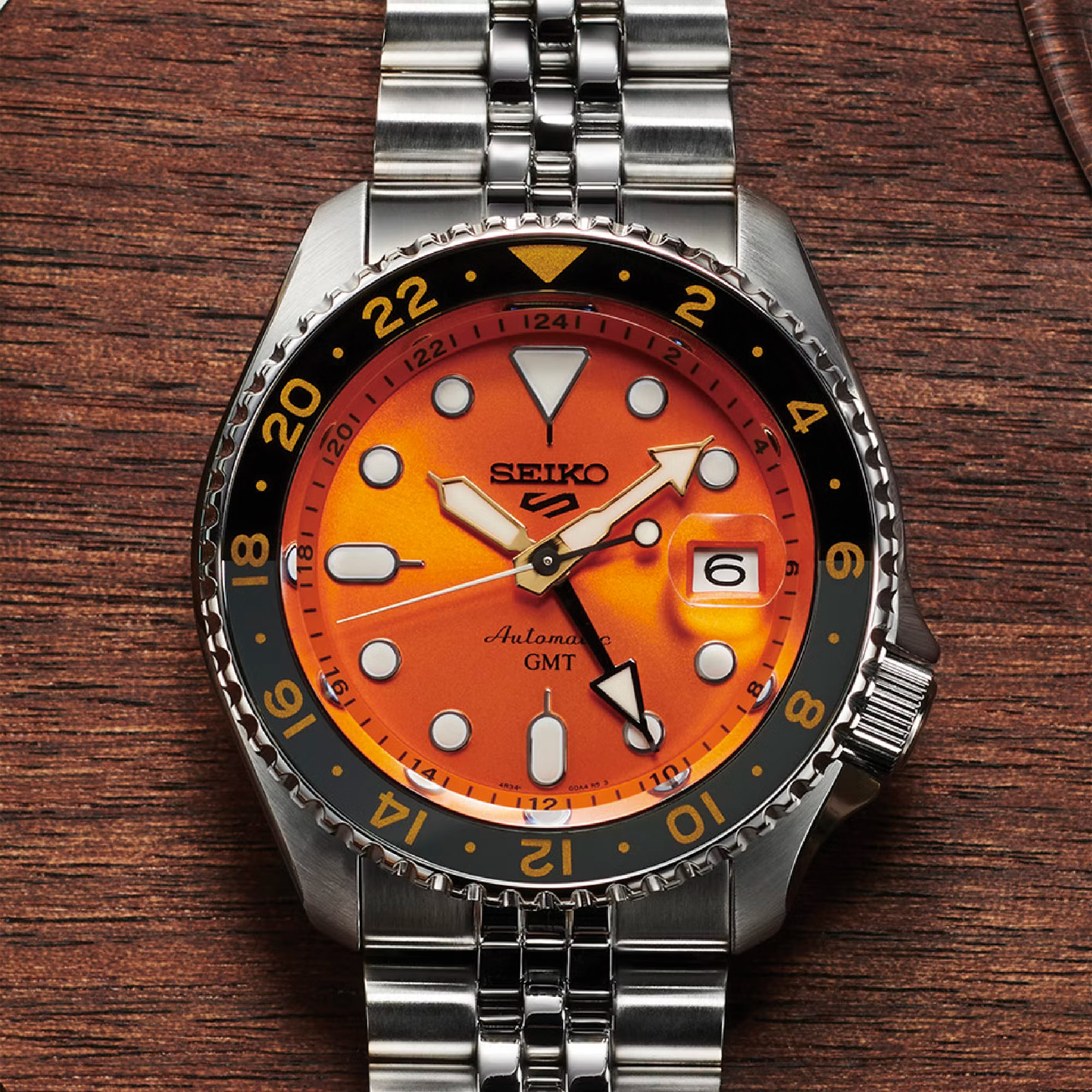 the orange dialed Seiko 5 SSK GMT