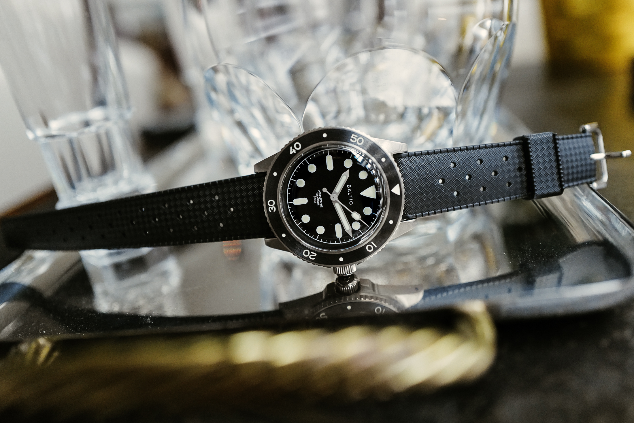 美品】Baltic アクアスカーフ 自動巻き ブルーギルト ライスブレス 美