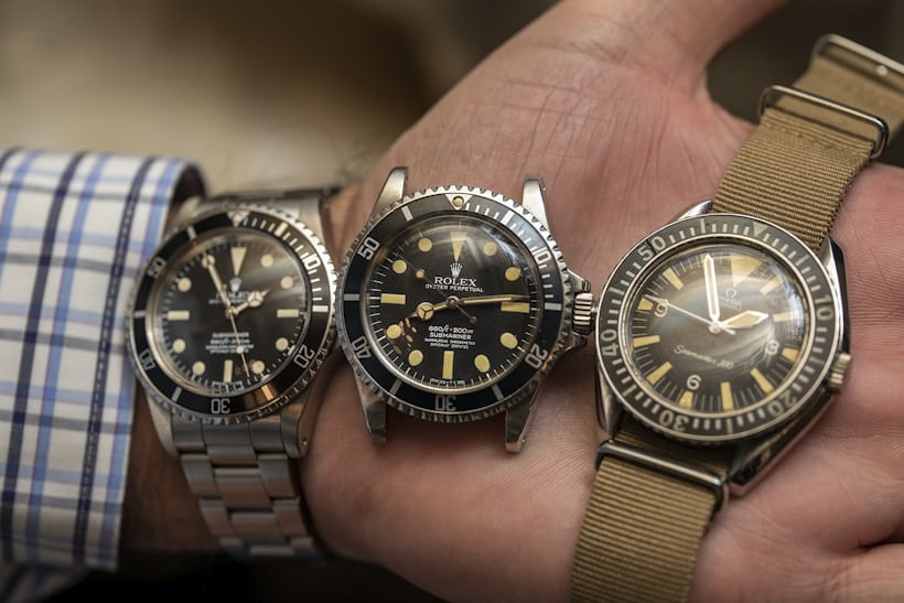 a handful of vintage dive watches