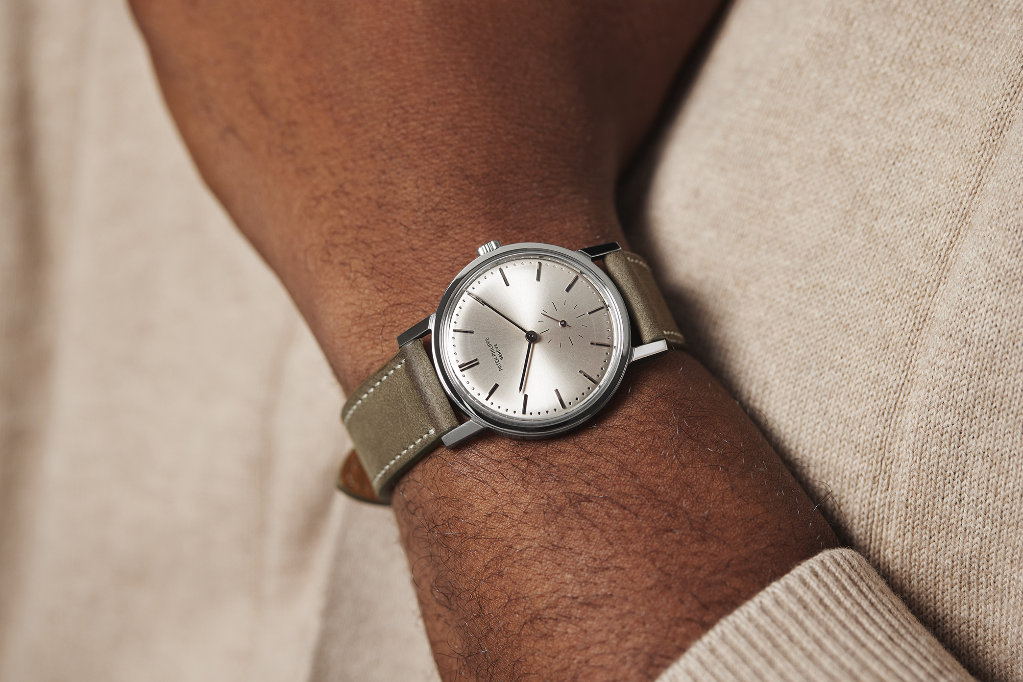 A vintage steel Patek Calatrava on the wrist