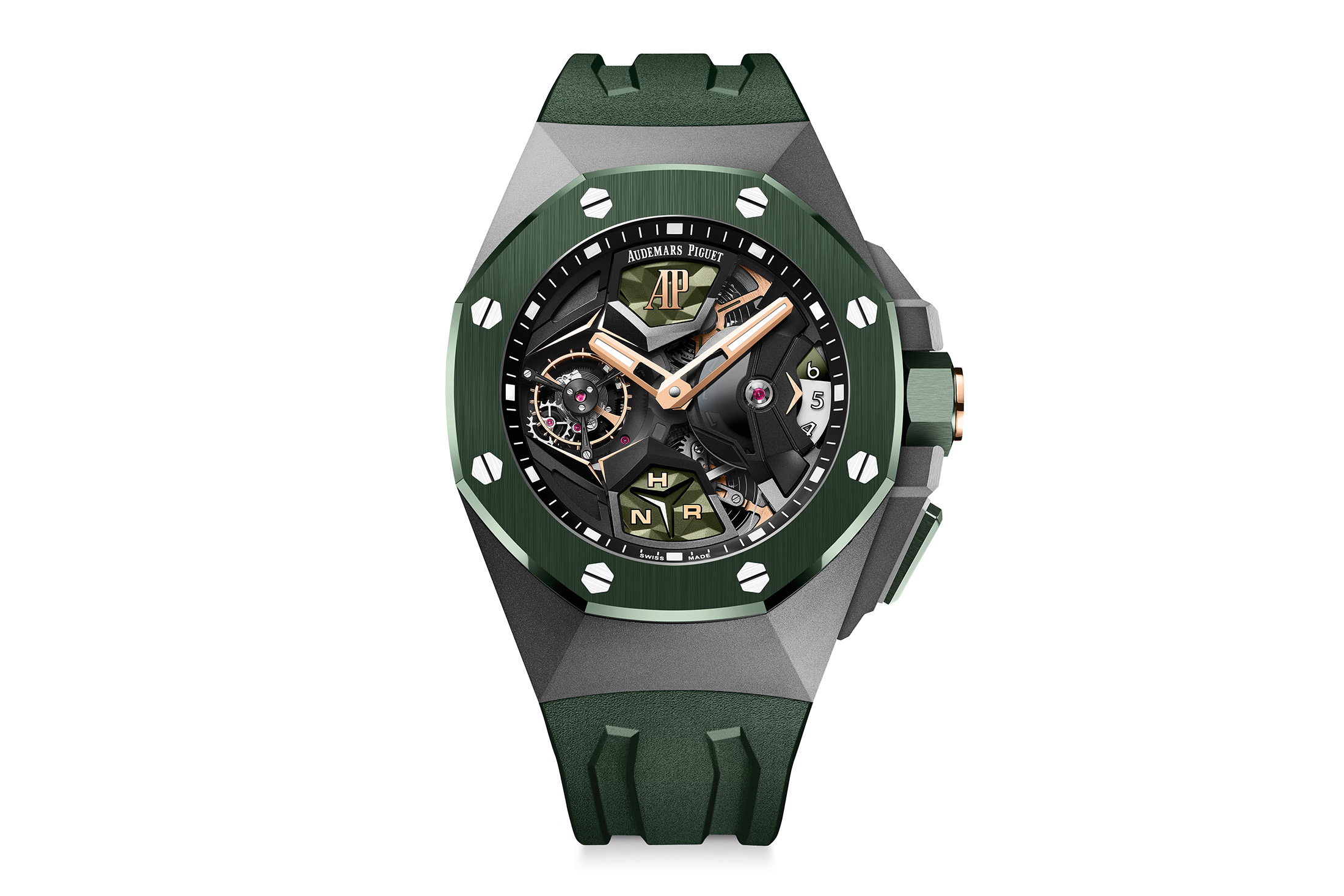 A green Royal Oak Concept Flying Tourbillon GMT