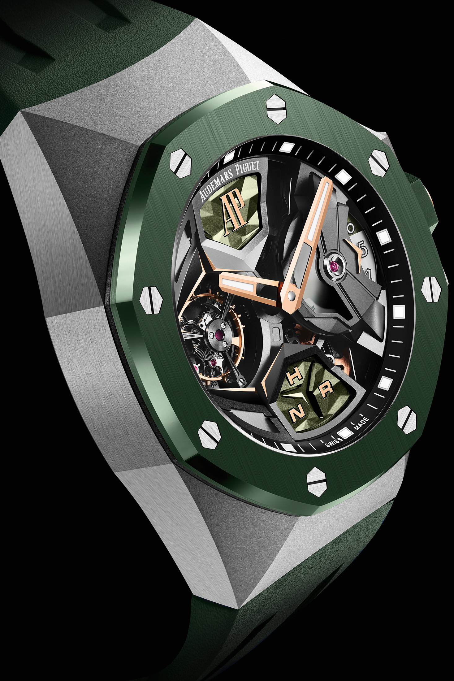 a green AP Royal Oak Concept Flying Tourbillon GMT