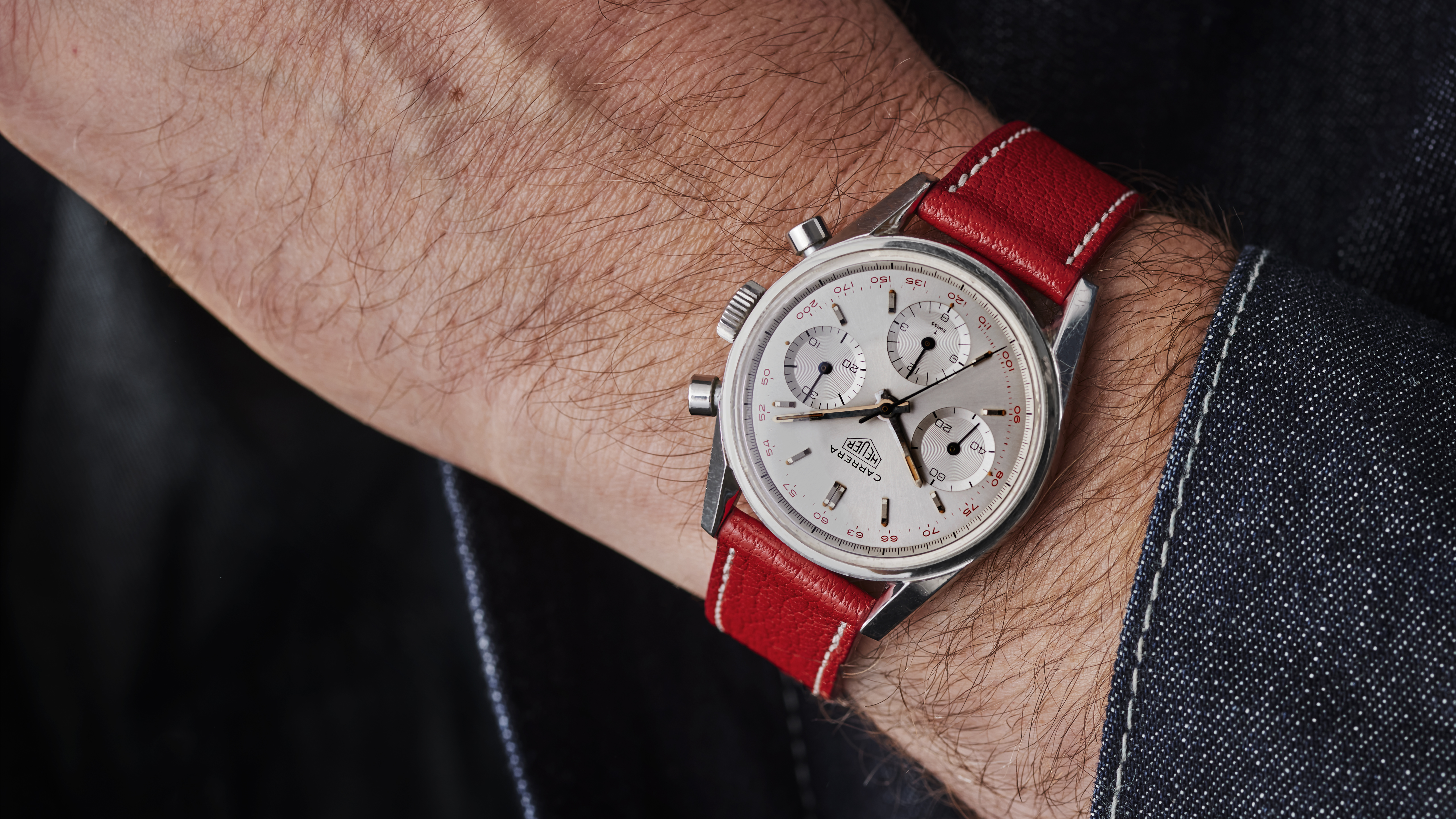 A vintage Heuer Carrera on the wrist