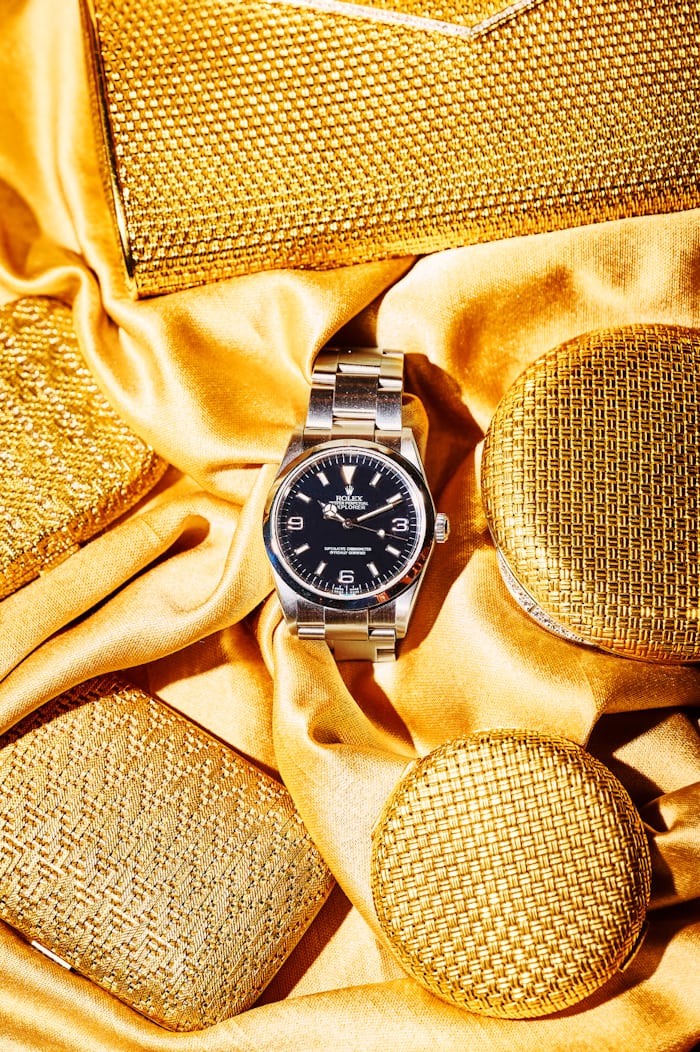 Rolex Explorer surrounded by gold