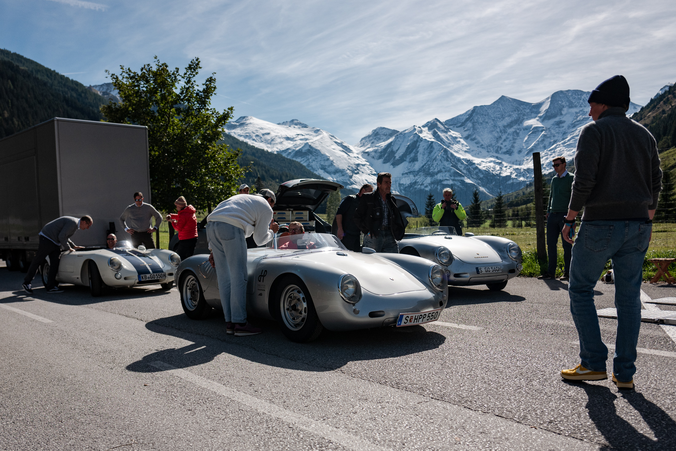 porsche 550s on a road. 