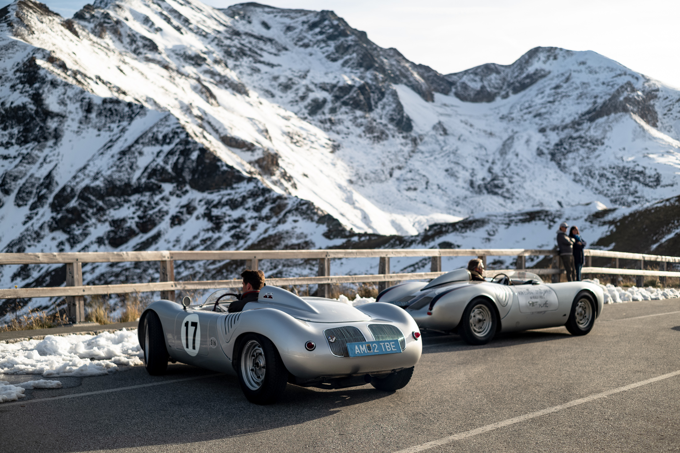 porsche 550 and 718 on a road