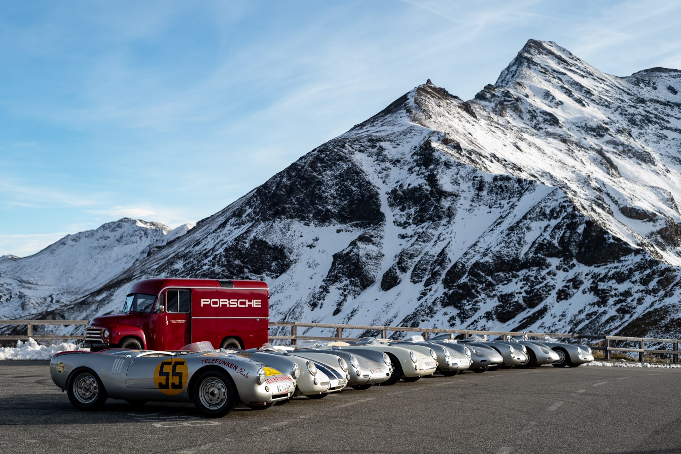 a line of porsche 550s