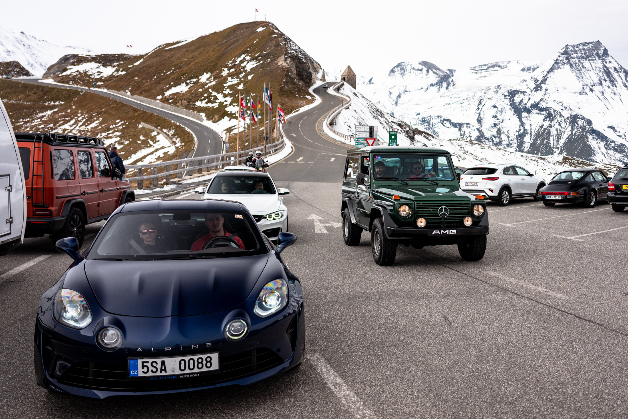 cars entering for the GP ice race event