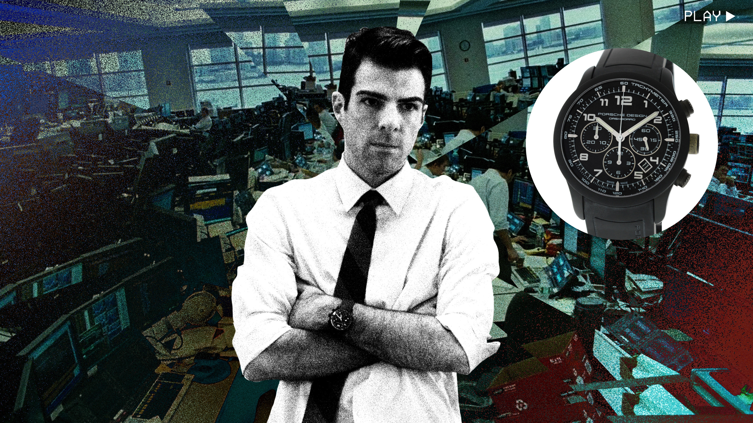 Watching Movies: 映画『マージン・コール』で、ザカリー・クイントがポルシェデザインのクロノグラフを着用、金融危機を予測する -  Hodinkee Japan （ホディンキー 日本版）