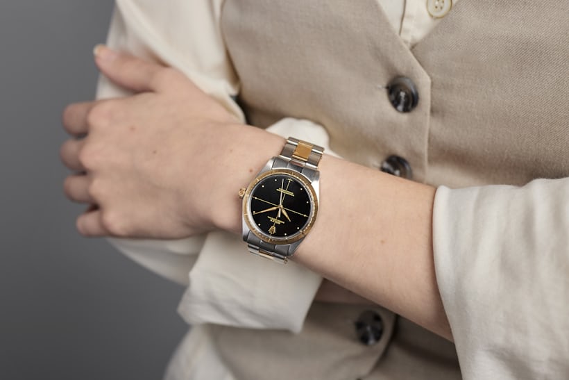 A vintage Rolex Zephyr on the wrist