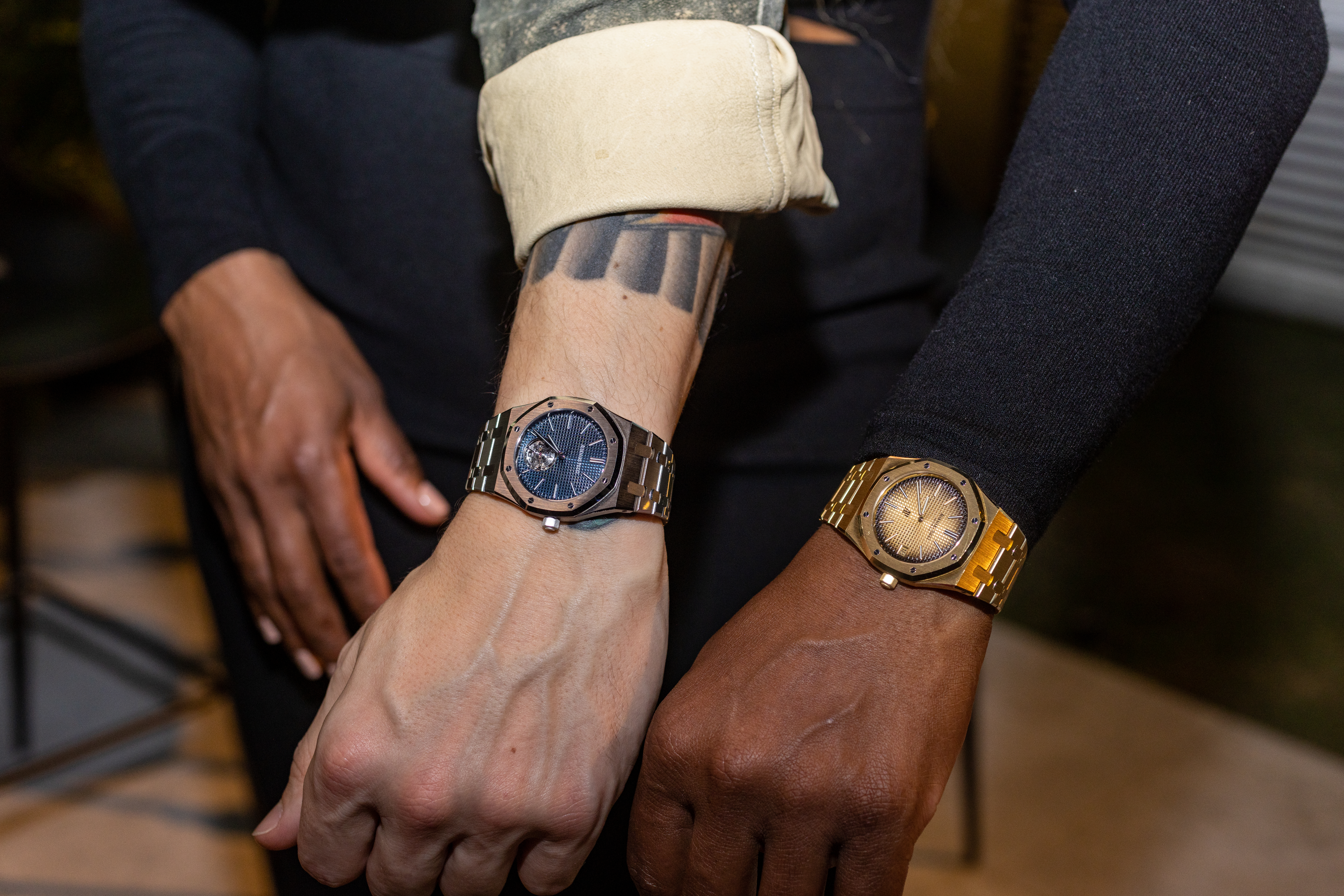 John Meyer and Serena Williams wearing Royal Oaks 