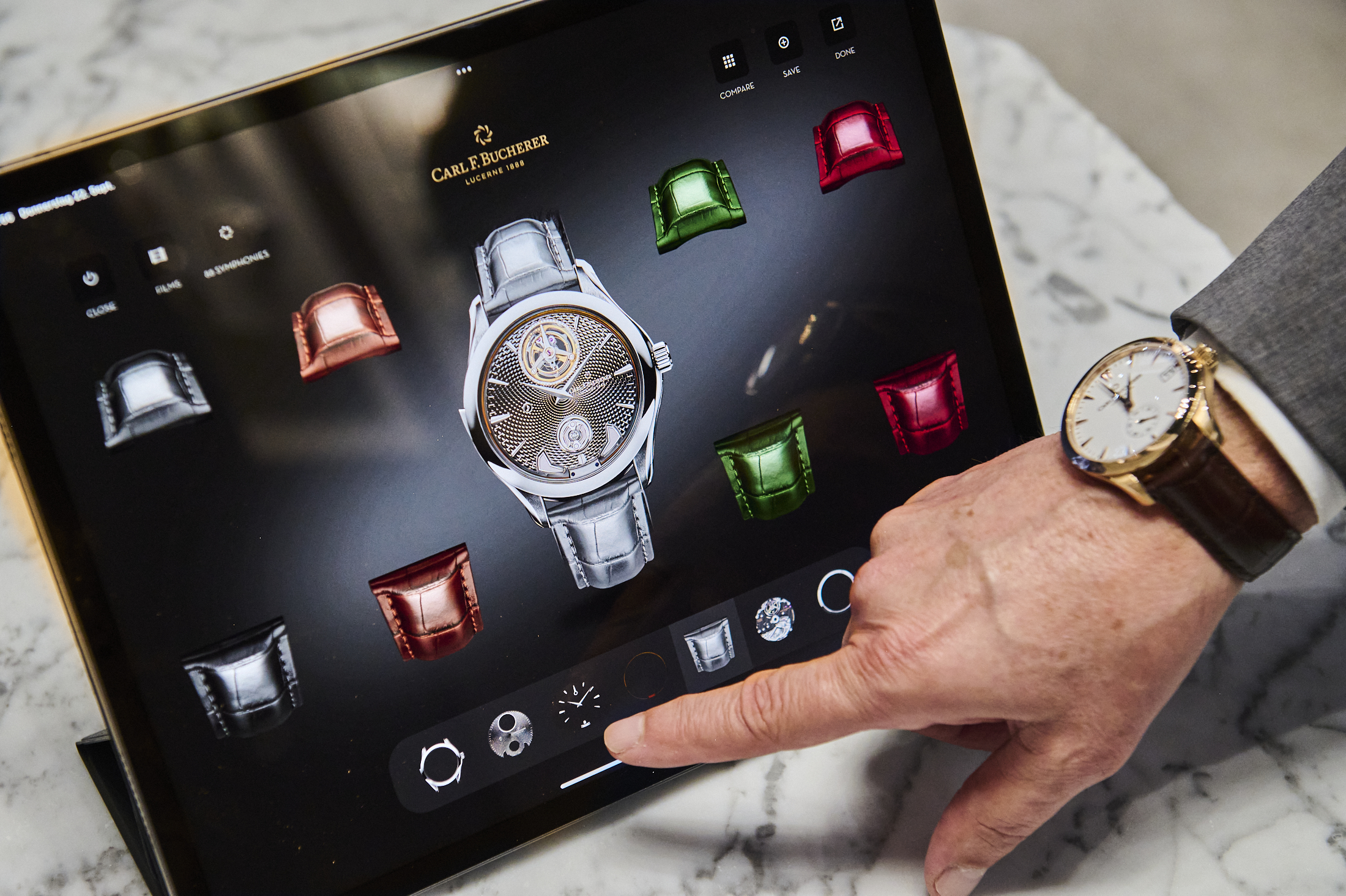 An iPad app showing watch individualization.