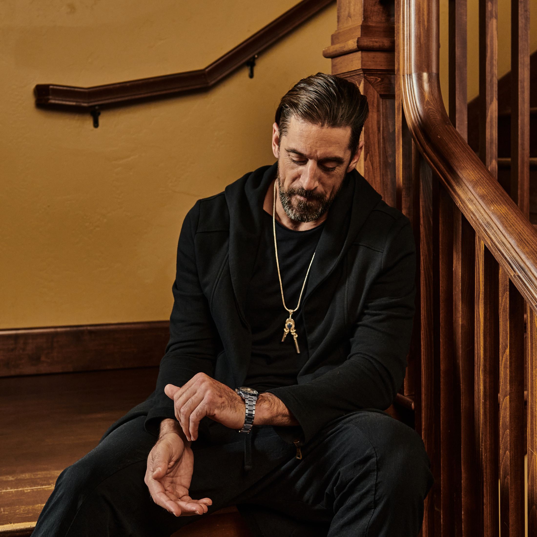 Aaron Rodgers wearing the Chronomaster Sport