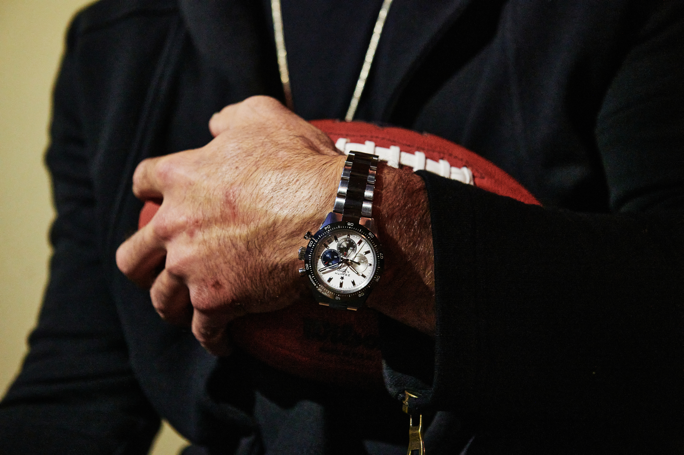 Aaron Rodgers wearing the Chronomaster Sport