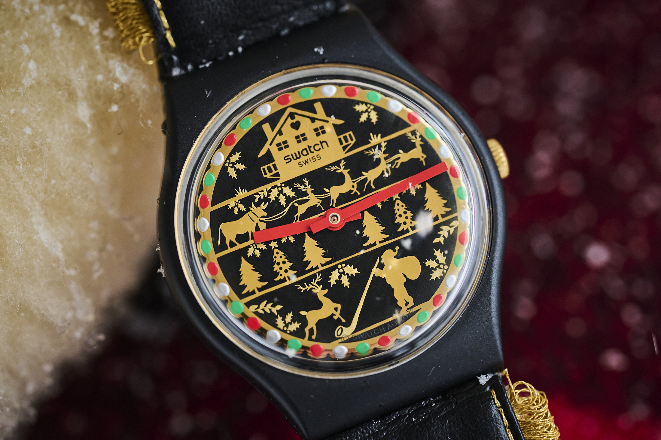 The Swatch Golden Merry Christmas sweater watch