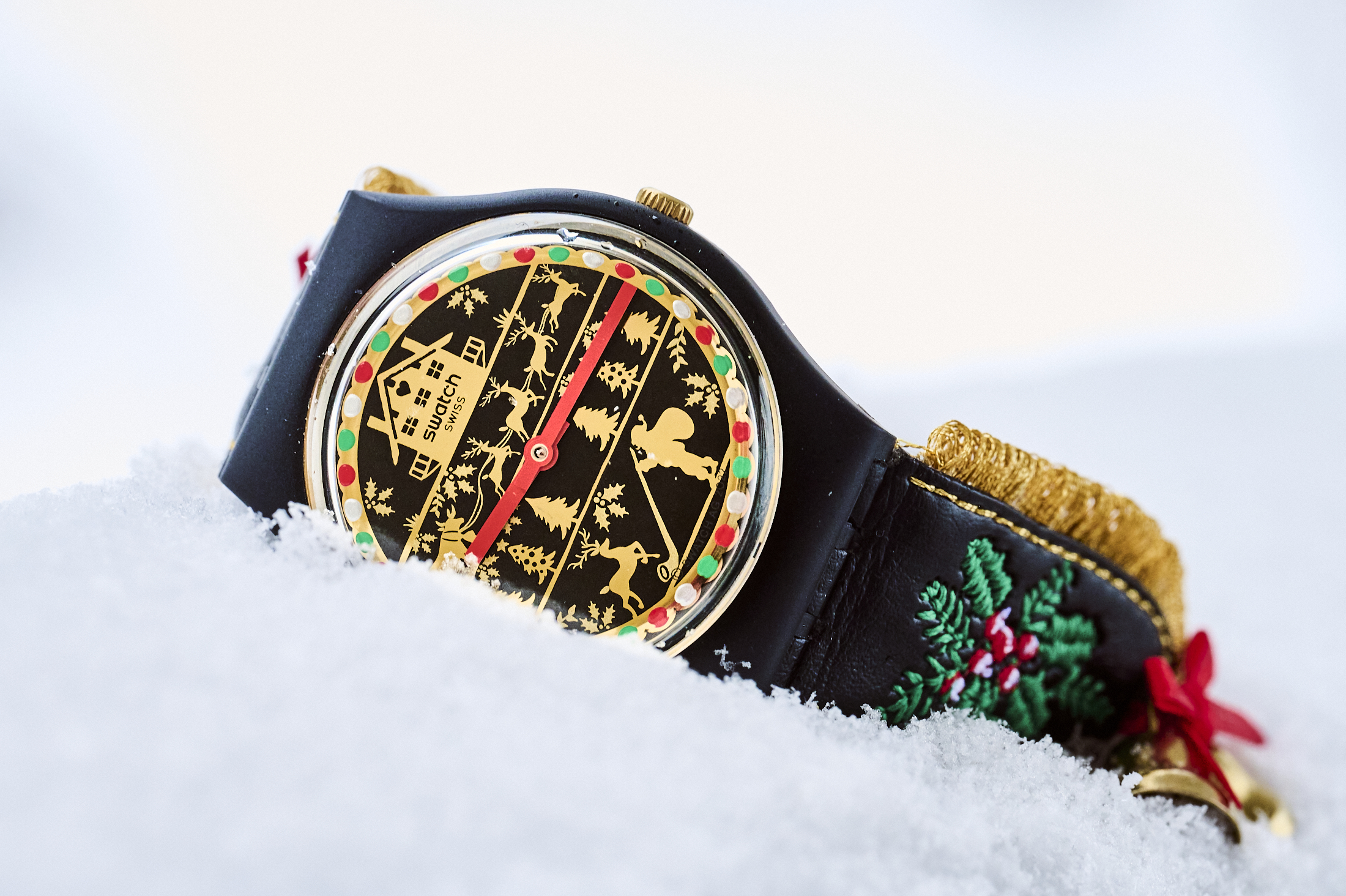 The Swatch Golden Merry Christmas sweater watch