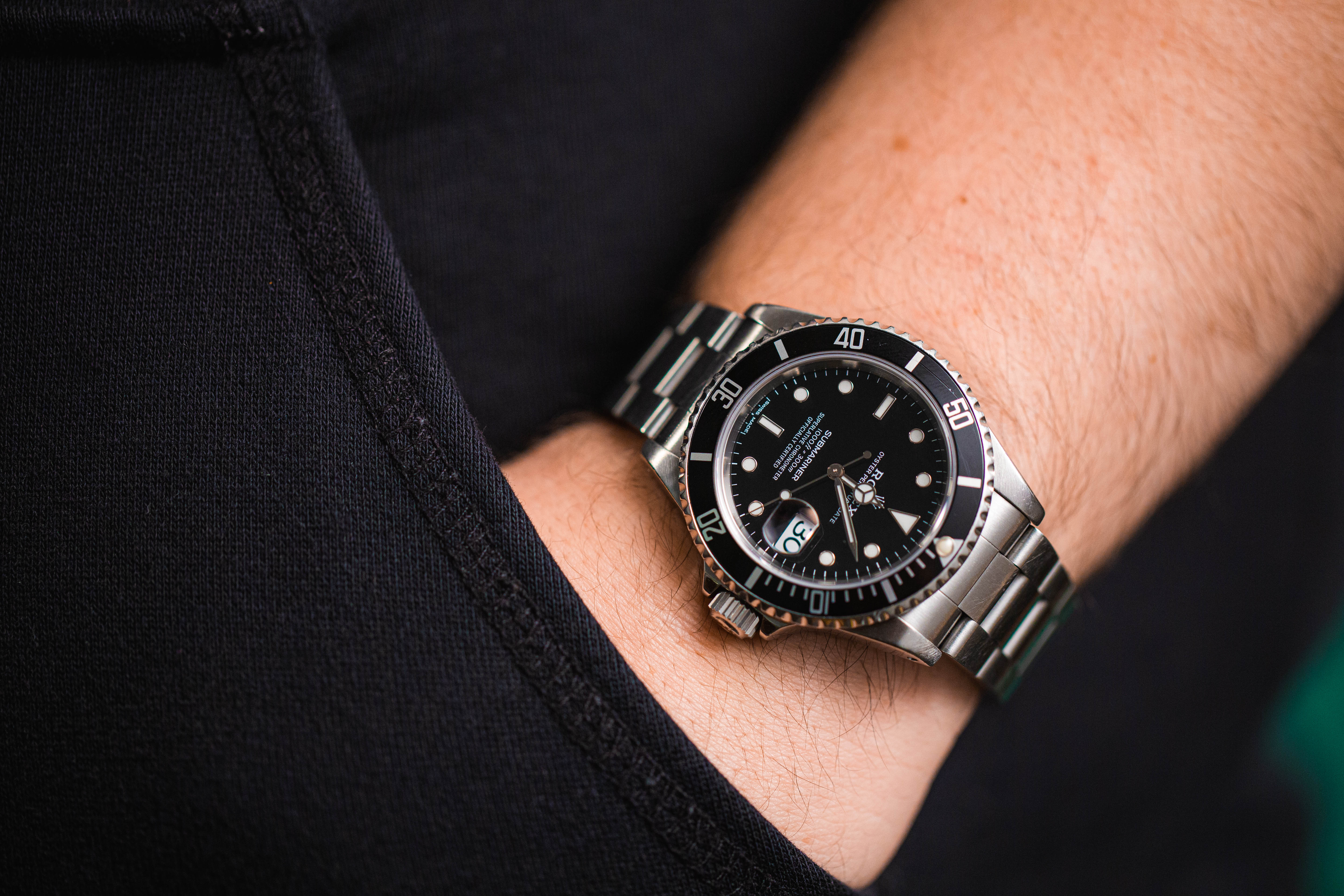 Close up wrist of a man wearing a watch