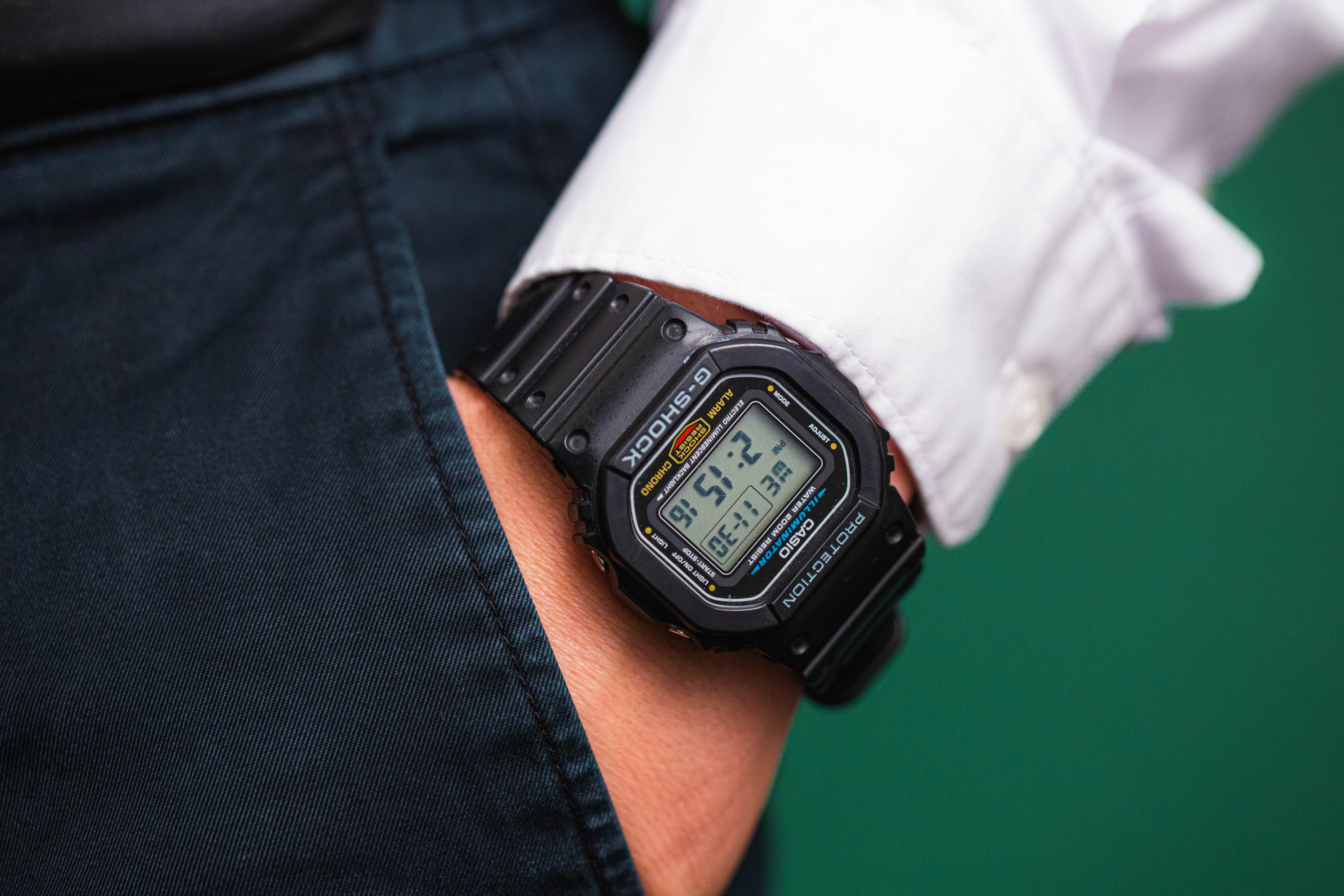 Close up wrist of a man wearing a watch