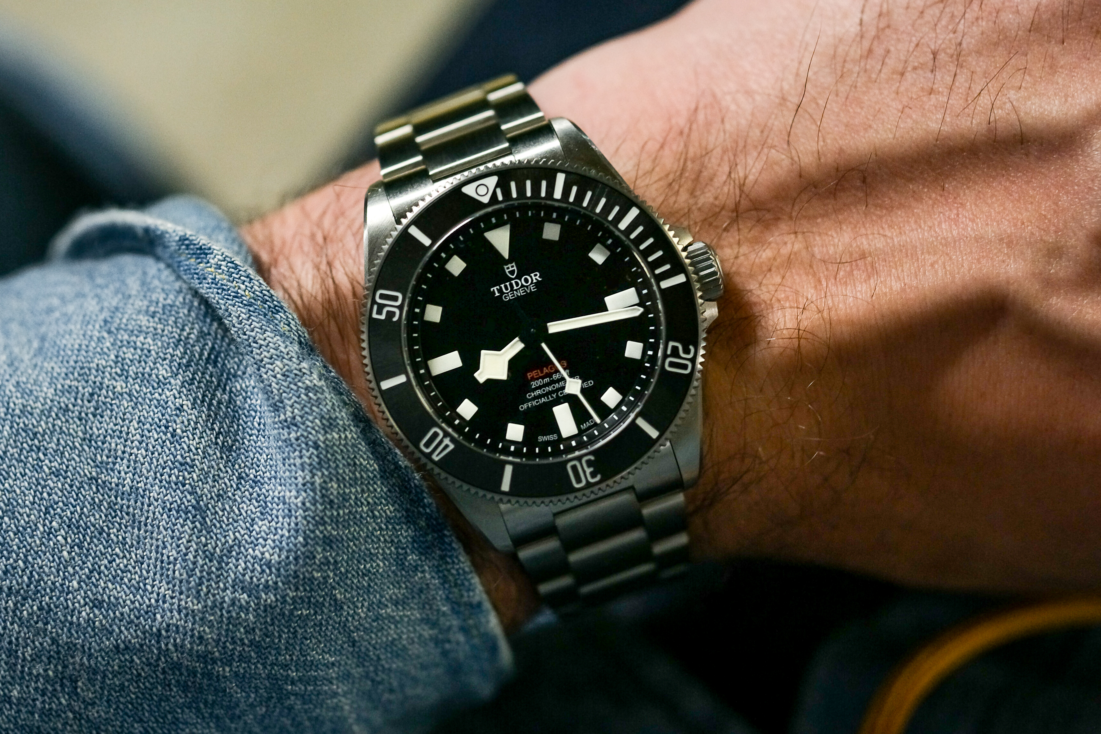 pelagos 39 on wrist. 