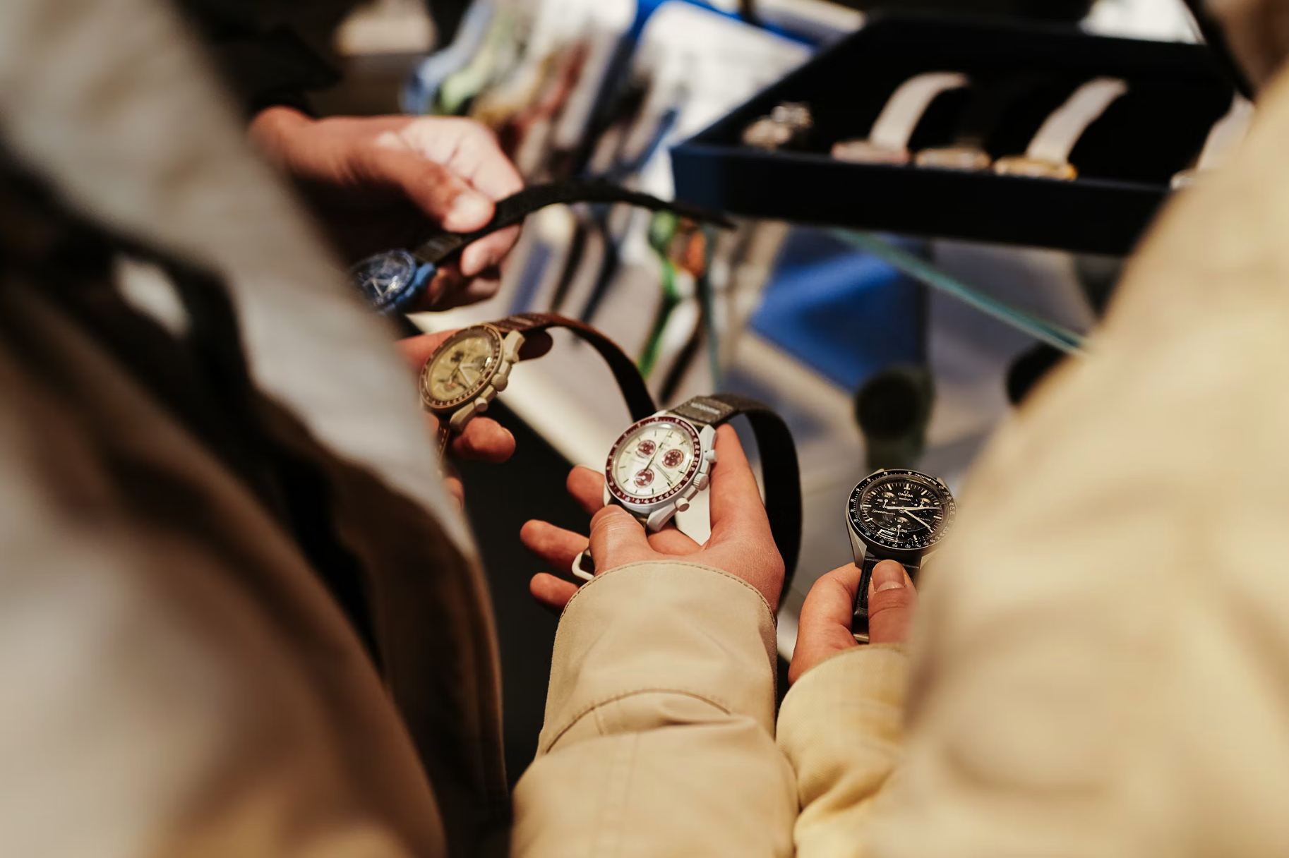 Person holding a watch.