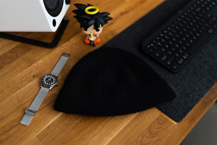 beanie and a watch