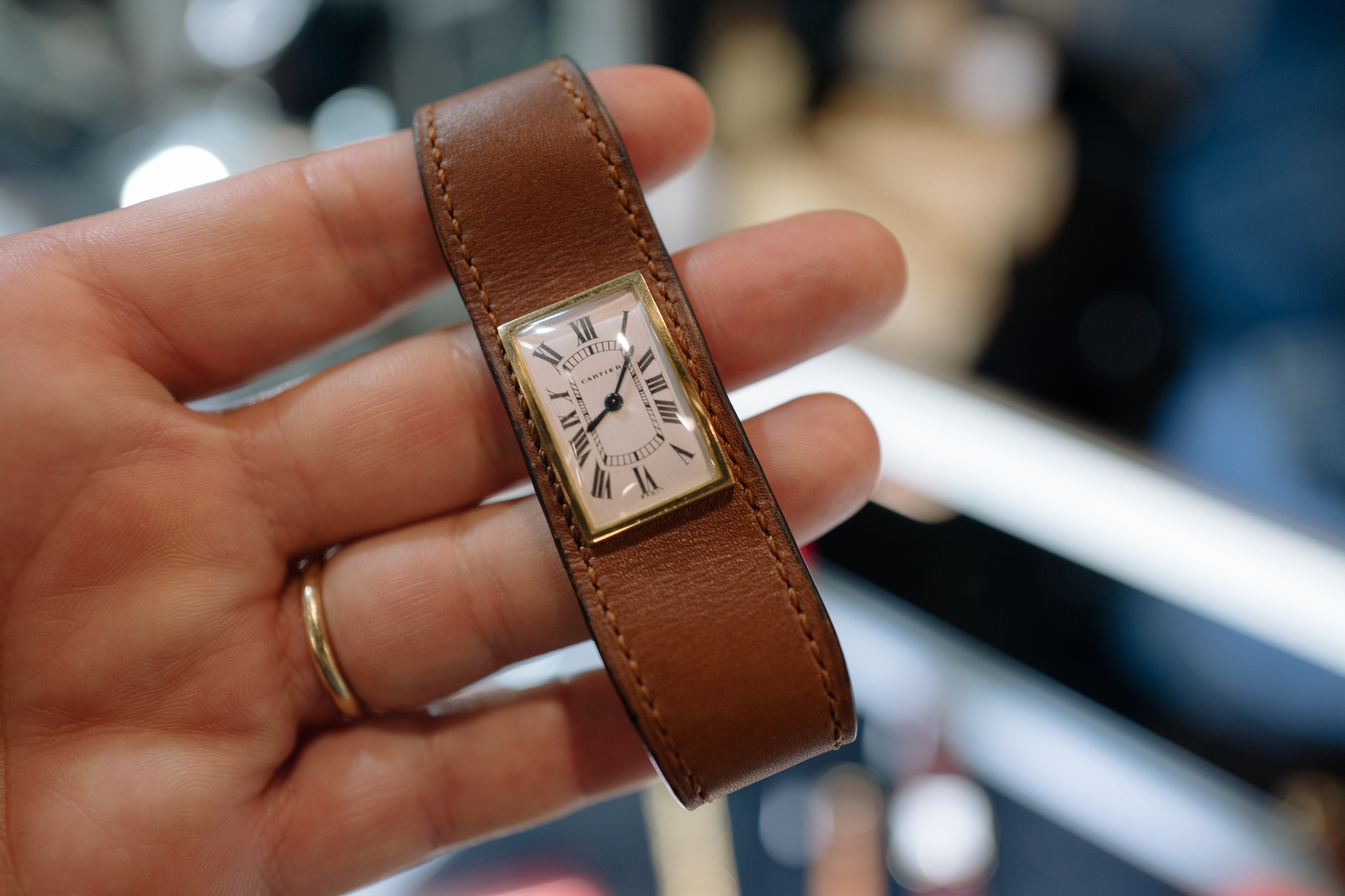 Cartier leather Tank watch