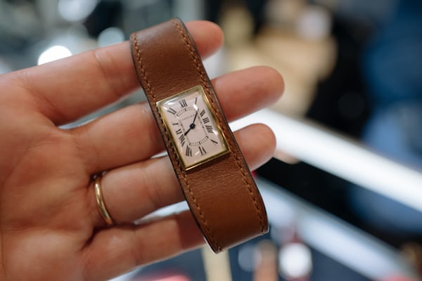 Cartier leather Tank watch