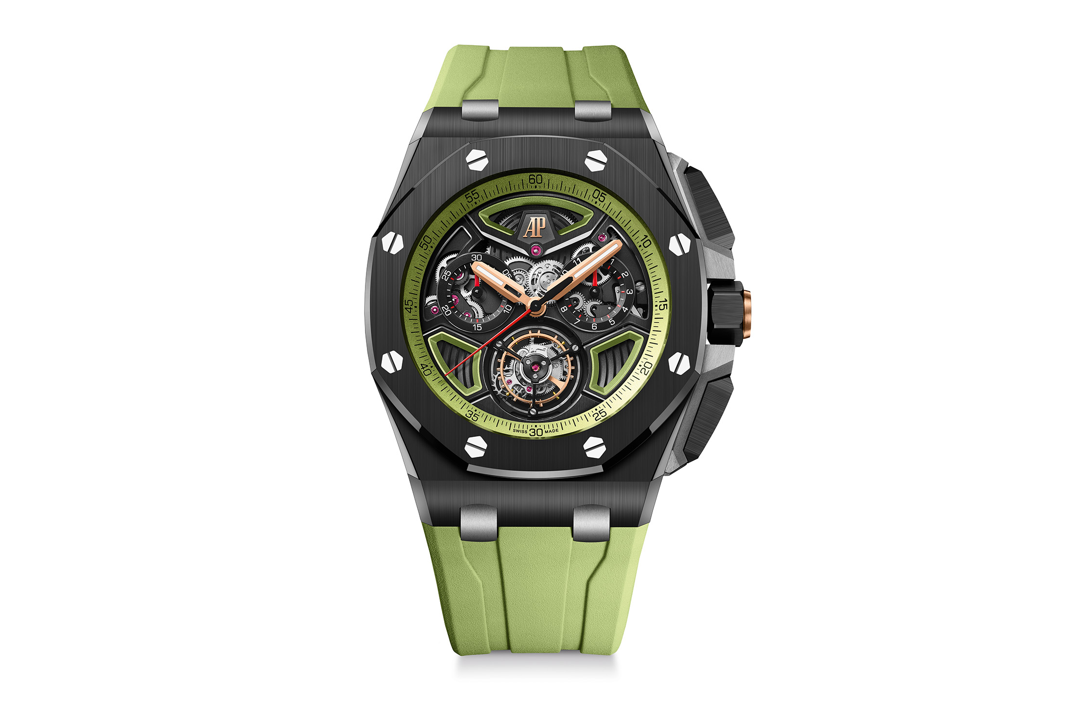 An Audemars Piguet Offshore watch on white background