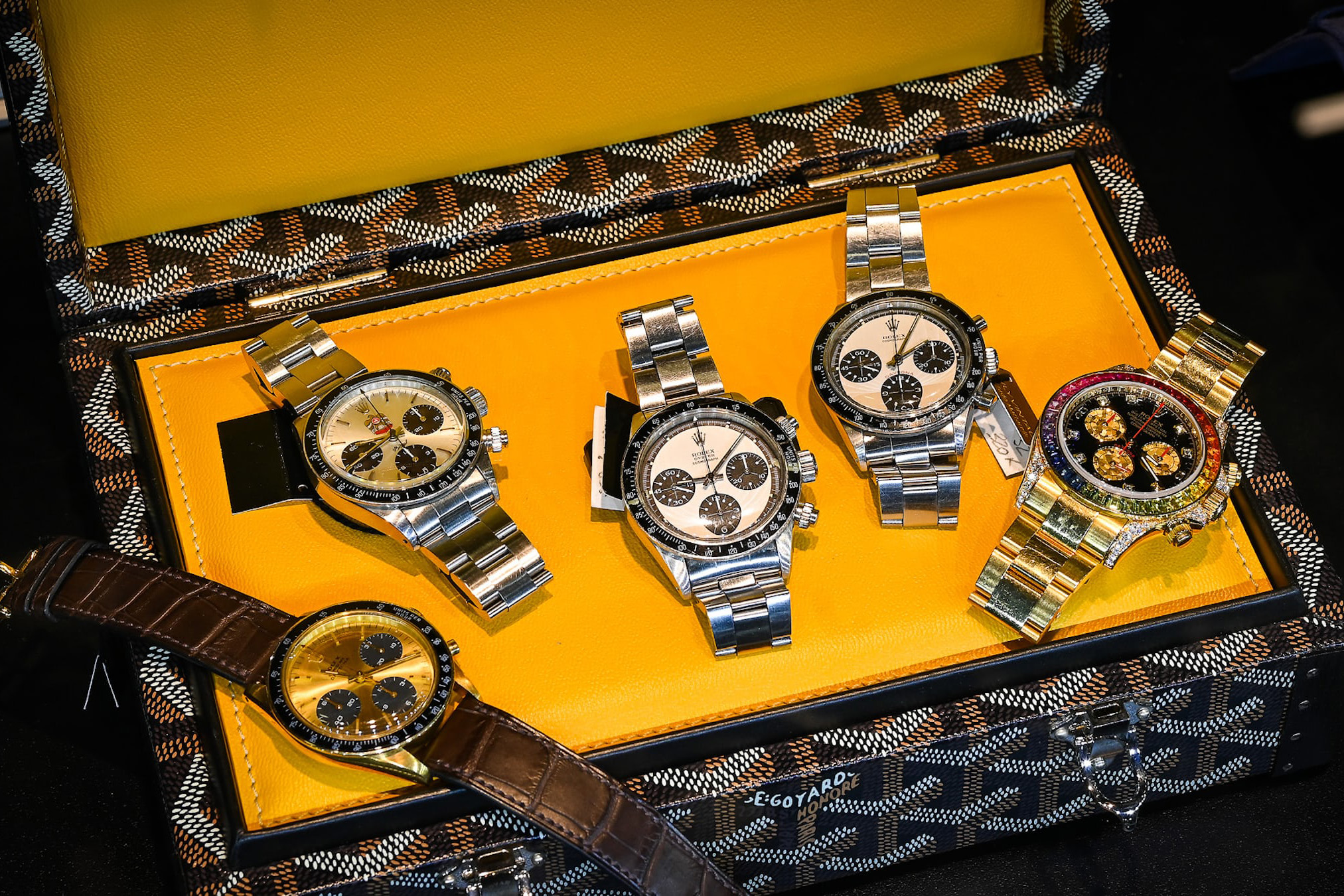 A box of Rolex Daytona watches